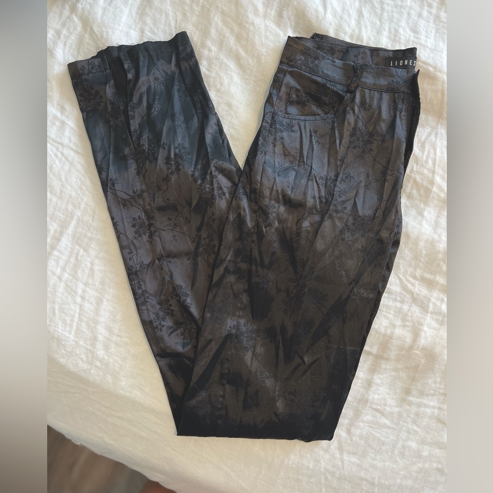 Lioness St Germain Pants - high waisted silk black pants